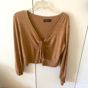 Abercrombie tie crop top in brown